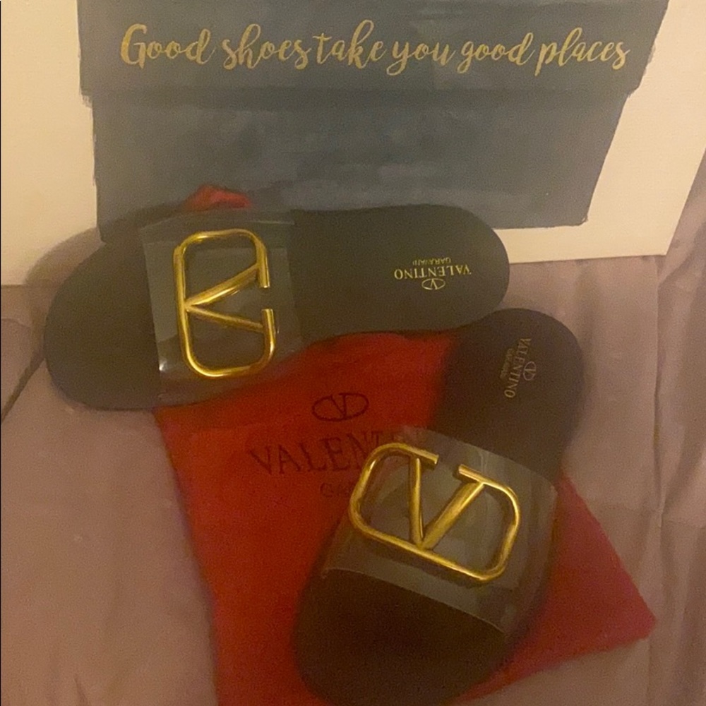 Sandals flats clear black size 38 valentino